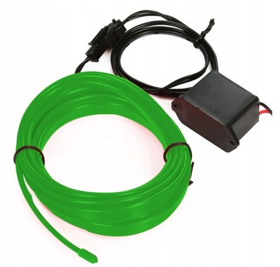 5M ŚWIATŁOWÓD EL WIRE LED TAŚMA PASEK AMBIENT OŚWIETLENIE KABIN 12V ZIELONY