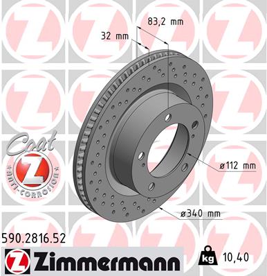 ZIMMERMANN 590.2816.52 ДИСК ТОРМОЗНОЙ