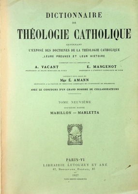 Dictionnaire de theologie catholique 1927 r