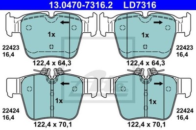 ATE 13.0470-7316.2 ZAPATAS CERÁMICOS PARTE TRASERA DB X253/C253 2,0-3,0 4-MATIC 15-  