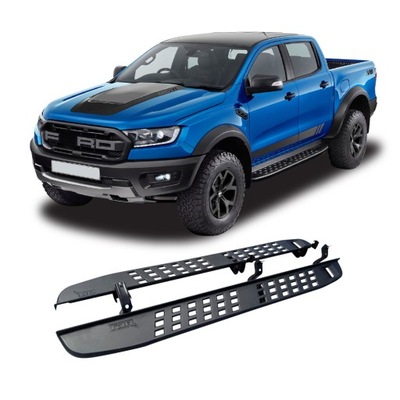 FORD RANGER 2012 - 2024 T6 T7 T8 T9 ESCALONES LADO UMBRALES STYL RAPTOR NEGRAS  