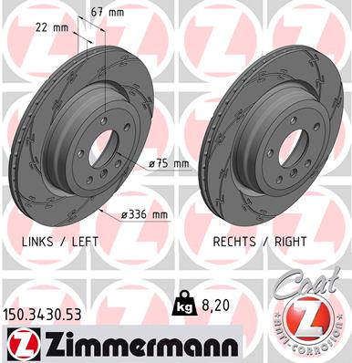 ZIMMERMANN BLACK Z BMW 3 E90 336MM ДИСКИ ТОРМОЗНЫЕ ЗАД 150.3430.53