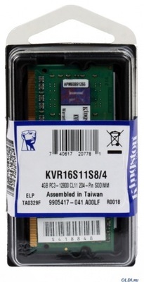 PAMIĘĆ KINGSTON SODIMM 4GB DDR3 1600 CL11 NON-E