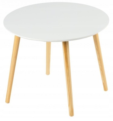Stolik kawowy biały stół nowoczesny skandynawski okrągły 60cm do domu biura