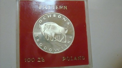 Moneta 100 zł Żubr 1977 Próba