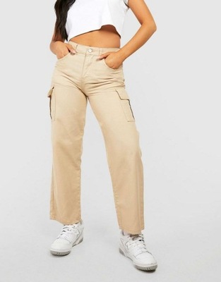 BOOHOO BEŻOWE SPODNIE JEANS KIESZENIE 8T9 NG6__XXL