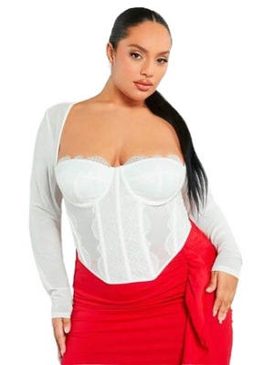 SHEIN PLUS SIZE BLUZKA BIAŁA DOPASOWANA 46 ŁWZ