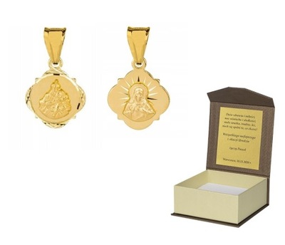 Złoty medalik SZKAPLERZ srebro pozłacane M31