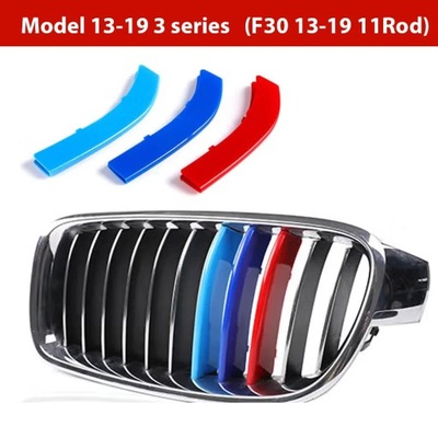 3PCS M POWER CAR RACING FRONT GRILLE TRIM STRIPS PARA BMW E46 E90 E91~51334  