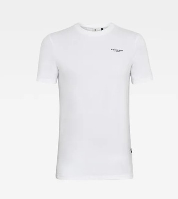 G-STAR RAW T-SHIRT BIAŁY GŁADKI Z LOGO M 1RXC