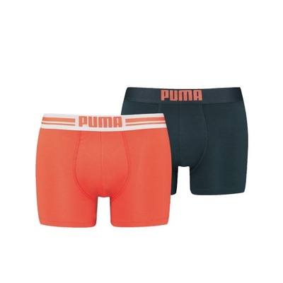 PUMA BOKSERKI MĘSKIE MAJTKI BOXER 2P POMARAŃCZOWE/GRANATOWE r.M