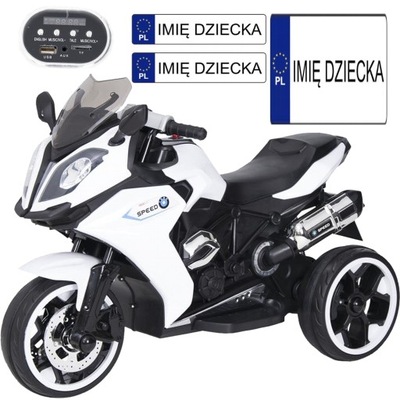 Motor motorek trójkołowy na akumulator mp3 guma 2x35W mp3 LED dźwięki