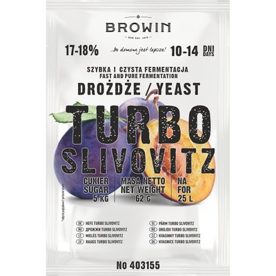 DROŻDŻE GORZELNICZE TURBO Slivovitz 10-14 DNI 18%