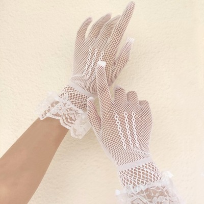25 cm modne koronkowe damskie rękawiczki kabaretki z pełnym palcem
