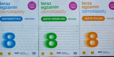 Egzamin 8 ósmoklasisty 2024 zestaw 3 ARKUSZY: matematyka, polski, angielski