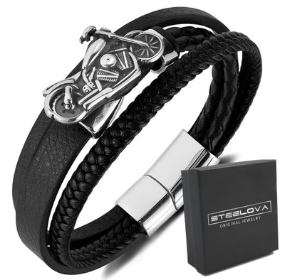 Bransoletka Skórzana Motocykl Chopper dla Motocyklisty