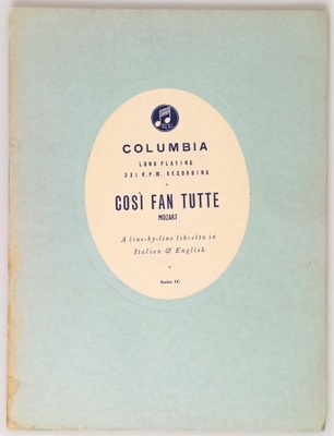 Cosi Fan Tutte, Mozart, libretto włoski+angielski