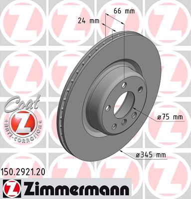 ZIMMERMANN BMW 1 F20 345MM ДИСКИ ТОРМОЗНЫЕ ЗАД 150.2921.20