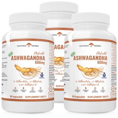 ASHWAGANDHA EKSTRAKT 600mg 9% WITANOLIDÓW WEGE 270