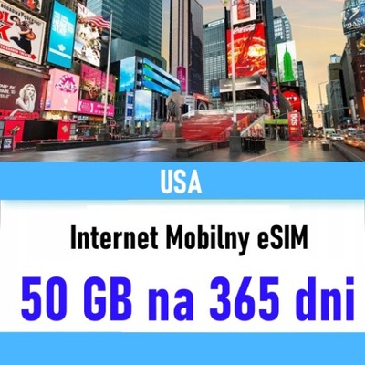 Karta eSIM internet 50 gb 365 dni USA Stany Zjednoczone