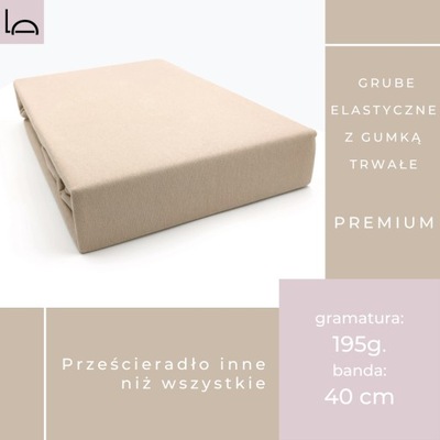 Prześcieradło z gumką beżowe 140x200x40 Premium