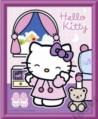 OBRAZ MALOWANKA HELLO KITTY W SYPIALNI 25X20 RAMKA