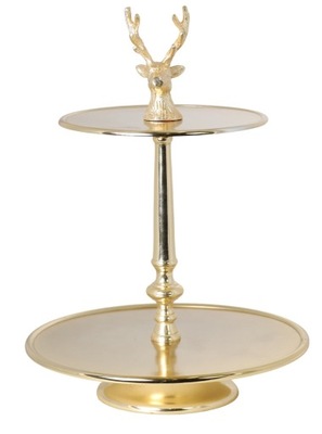 PATERA METALOWA ZŁOTA Z RENIFEREM