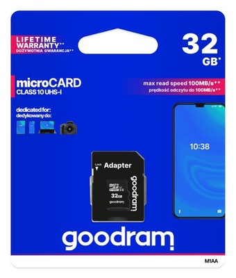 Karta pamięci GOODRAM 32GB micro SD CLASS 10 SDHC microSD ADAPTER SD
