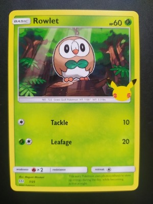 Rowlet McDonalds 2021 rok 7/25 POKEMON TCG