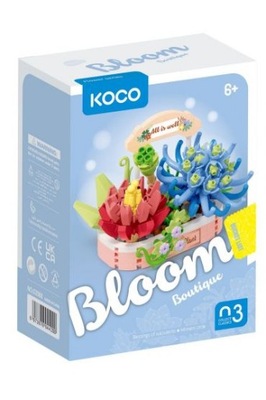 KOCO Klocki Sukulenty doniczka niebieska 271 el