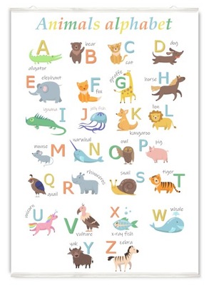 Plakat edukacyjny alfabet angielski animals 50x70