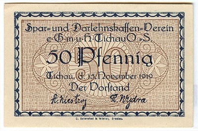 TYCHY - TICHAU - 50 Pfennig 1919