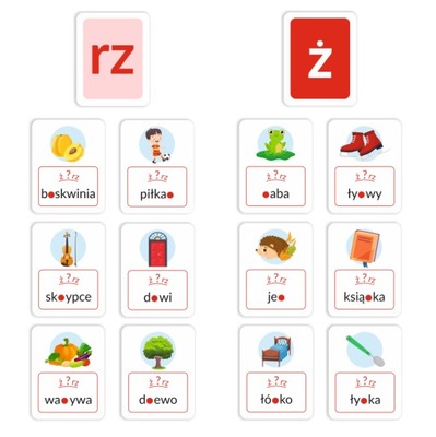 Karty Ortograficzne - RZ CZY Ż ? - 60 kart