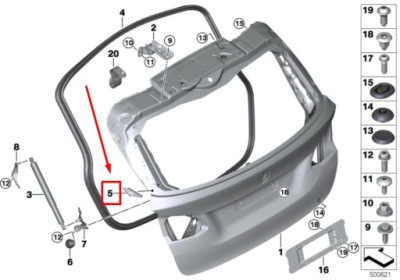 Bmw 2 f45 left inner trunk lid cover 51767391783 7391783 original фото №1