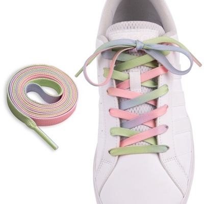 Poliestrowe kolorowe sznurówki do butów płaskie