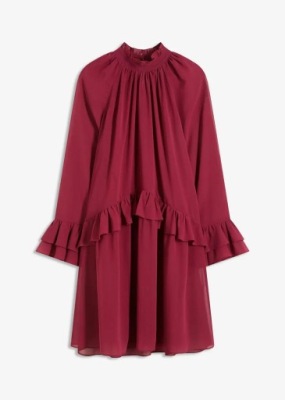 BPC SUKIENKA SZYFONOWA Z FALBANAMI I STÓJKĄ 46