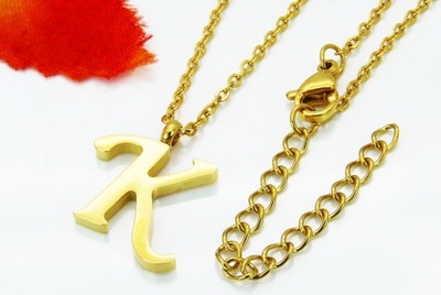 Naszyjnik stal chirurgiczna złota litera K prezent