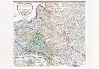 Mapa trzech rozbiorów Polski - Faden - 1799 - 40x30