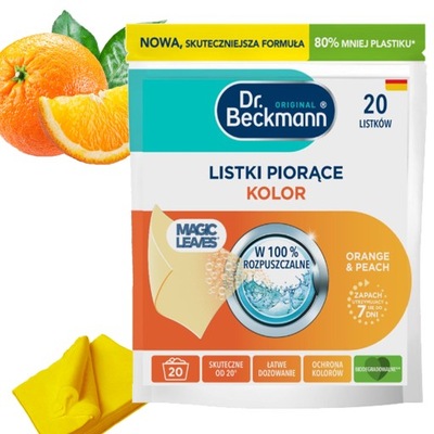DR. BECKMANN LISTKI CHUSTECZKI PIORĄCE DO PRANIA KOLORU ORANGE 20 SZTUK