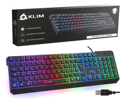 KLIM KLAWIATURA RGB PRZEWODOWA USB PODŚWIETLANA IT