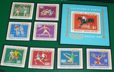 Mongolia 1968 - Olimpiada Meksyk 1968 - 8v +blok **