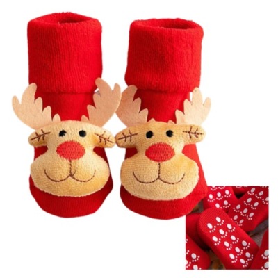 SKARPETKI DZIĘCIĘCE 0-12 ŚWIĄTECZNE RENIFER RUDOLF NA ŚWIĘTA GRUBE CIEPŁE