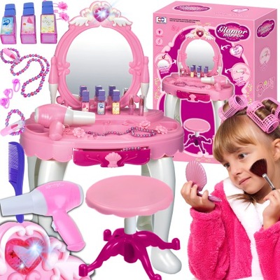 Toaletka dla dziewczynki z lustrem ŚWIATŁO MUZYKA AKCESORIA zabawka dzieci