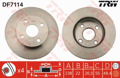 ДИСКИ ТОРМОЗНЫЕ ТОРМОЗНЫЕ ПЕРЕД TRW DF7114