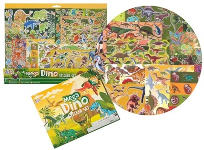 MEGA ZESTAW NAKLEJKI DINO 500 SZTUK