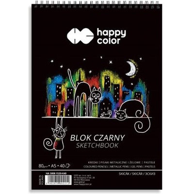 BLOK CZARNY na spirali HAPPY COLOR A5 40k/80g KOTY