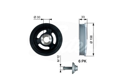 GATES RUEDA POLEA DE EJE CIGÜEÑAL DS DS 3 DS 5 VOLVO C30 S40 II S60 II  