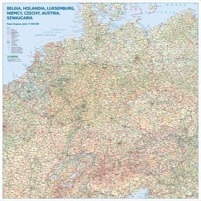 Beneluks, Niemcy, Czechy, Austria mapa ścienna