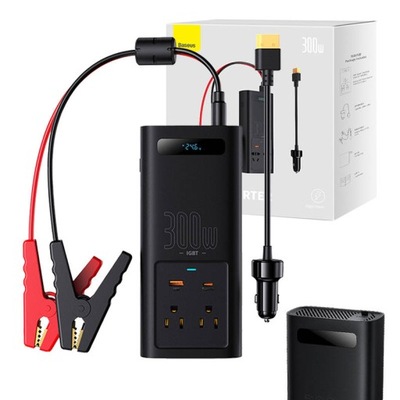 BASEUS TRANSPORTABLE INWERTER DISPOSITIVO DE CARGA DE AUTOMÓVIL 300W 24V CN/EU USB-A USB-C  