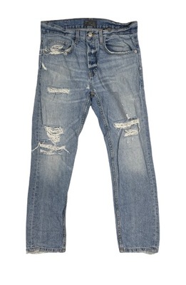 Niebieskie spodnie jeansy męskie Zara Man 38